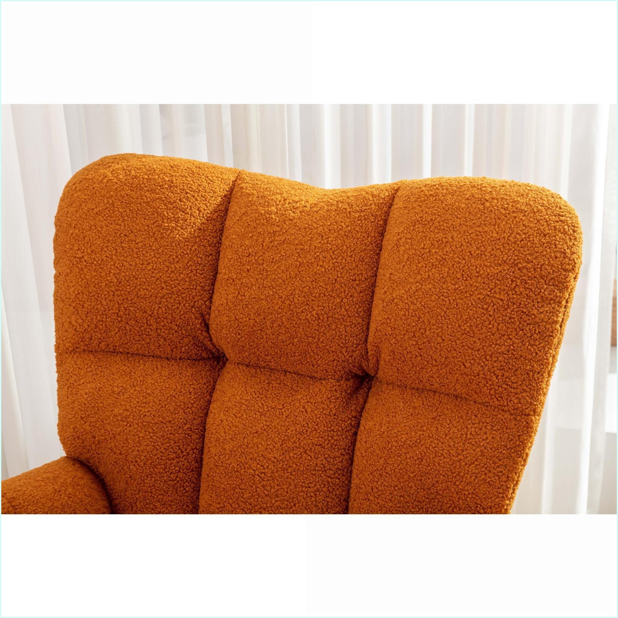 Rocking Chair, Caramel Teddy Fabric Nursery Glider for Living Room | Teddy | Foam