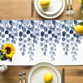 thumbnail image 4 of Burlap Table Runner 90 Inches Long, Watercolor Blue Eucalyptus Leaf Non-Slip Kitchen Table Runners for Dining Room Everyday Use Party Table Decorations Country Leaves, 4 of 9