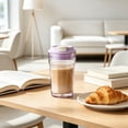 thumbnail image 5 of Plastic Tumbler for Cold Drinks, Reusable Coffee Cup with 2-in-1 Lid and Straw, Leak-Resistant Portable Travel Tumbler with Drawstring, Lightweight Cup for Iced Coffee Tea Water Office Home Outdoor, 5 of 5