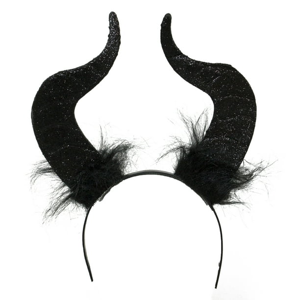 Costume Accessory Sparkly Black Glitter Devil Horns Headband