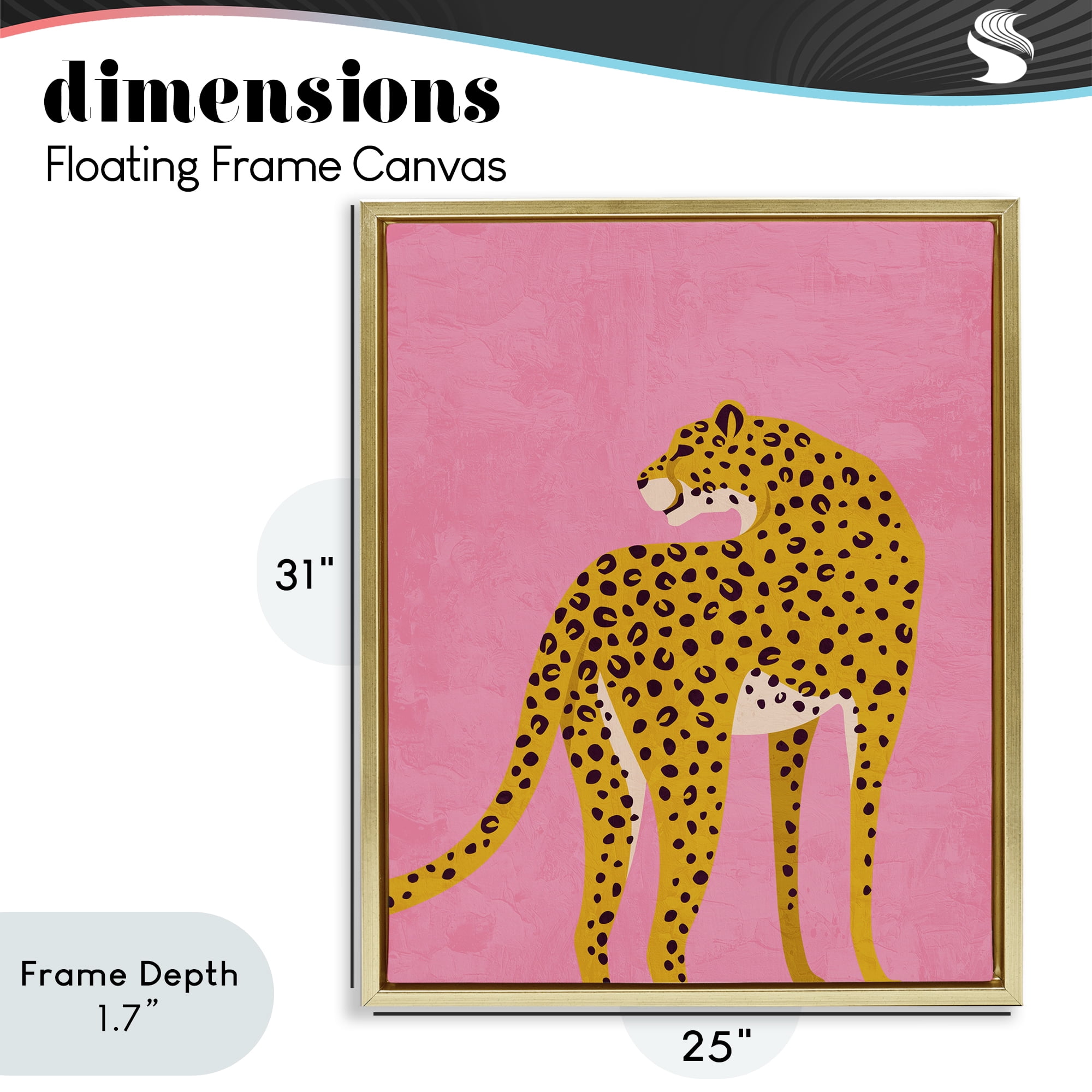Stupell Industries Leopard on Pink Serenade Gold Framed Floater Canvas Wall Art, design by Kim Allen