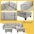 thumbnail image 4 of Ponliving Furniture Sectional Sofa 3 Pieces L-Shape Sectional Sofa Set Grey White Right Hand Facing, 4 of 5