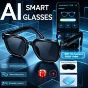 2026 White Men’s Wearable Audio Smart Glasses, HD Camera, Real‑Time Video & Conversation Translation, Voice Control, 3D Surround Sound, Lightweight Budget Eyewear, Comfortable Wear, Magnetic Charging