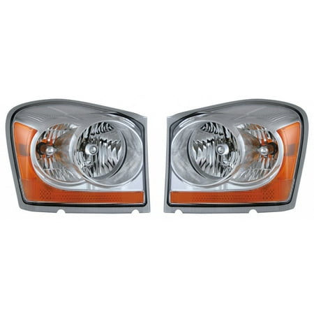 For 2006 Dodge Durango Pair Head Lights Driver and Passenger Side ; w/o Integrated Marker Lamp CH2502169 CH2503169 - replaces 55077721AE 55077720AE