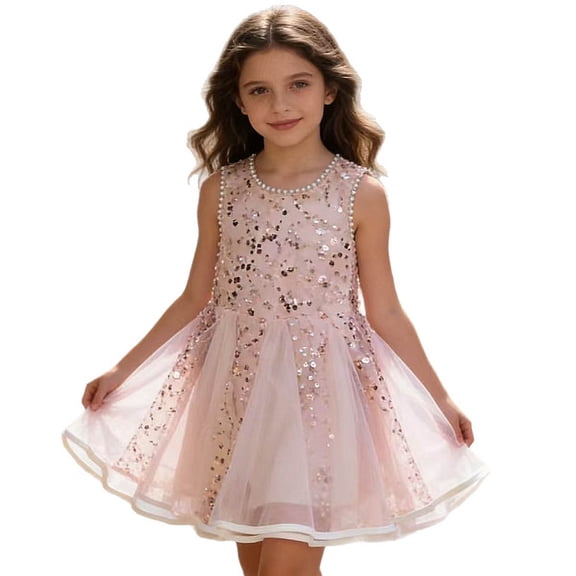 RMGVDSD Toddler Girl Dresses Girls Summer Sleeveless Dress Elegant Mesh Vest Fashionable Casual Party Gown For Toddler Kids 4-5 Years