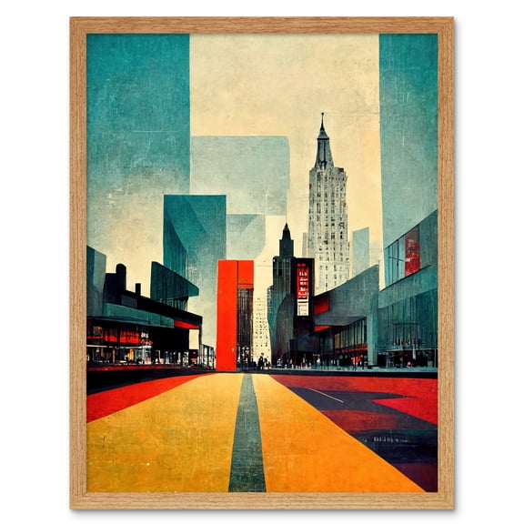 Broadway New York City Street Modern Cityscape Art Print Framed Poster Wall Decor 12x16 inch