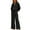 Black, variant on Linen Sets for Women 2 Piece Long Sleeve Lapel Button up Shirt Wide Leg Cotton Breathable Pants Suits with Pockets Black