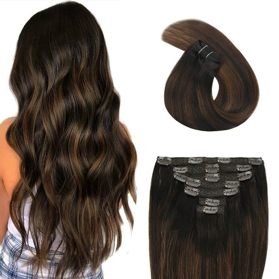 Vlasy Straight Clip In  Hair Extensions 14inches Real Human Hair 7Pcs Clip In T2-6 2# Human Hair Extensions