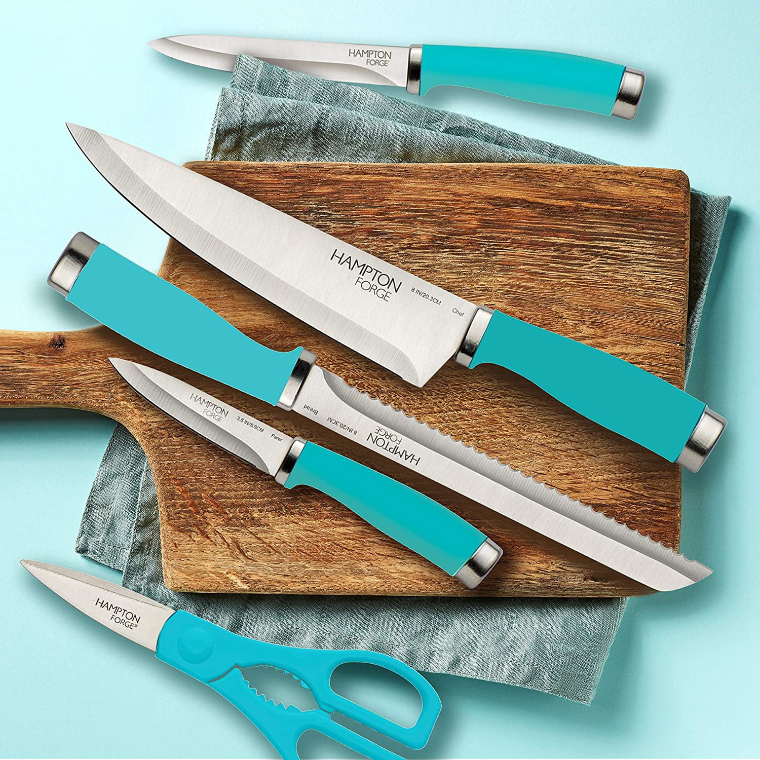 Hampton Forge Epicure True Aqua Cutlery Block Set (15-Piece)