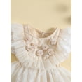 thumbnail image 5 of Wassery Infant Baby Girls Summer Romper Dresses Princess Elegant Fly Sleeve Ruffle Flower Lace Tulle A-line Dress Birthday Party Outfits, 5 of 9