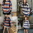 thumbnail image 2 of WAITLOVER Sudadera casual de manga larga a rayas con cuello redondo para mujer, 2 of 6