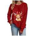 thumbnail image 5 of vigerkar Cow Valentine's Sweatshirt, Pink Heart Cow Sweater, Cute Crewneck Pullover for Women (Red, L), 5 of 9