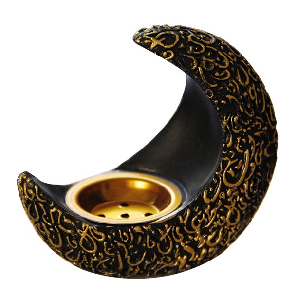 EeaseMX Quemador de aromaterapia de resina de escritorio moderno con diseño en forma de luna, incensario decorativo