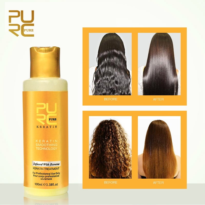 Laiqiankua Purc 12 Banana Flavor Keratin Treatment Straightening Hair Repair Damage Frizzy Hair Brazilian Keratin Treatment 100ml