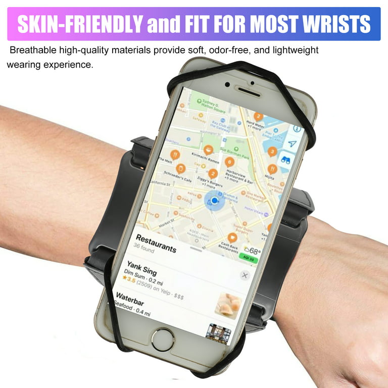 Wristband Phone Holder, 360 Rotatable Detachable Sports Running Armband  Cell Phone Holder, Universal Arm Band for Hiking Biking Compatible with  iPhone 13, 12, 11 Pro Max, Galaxy 