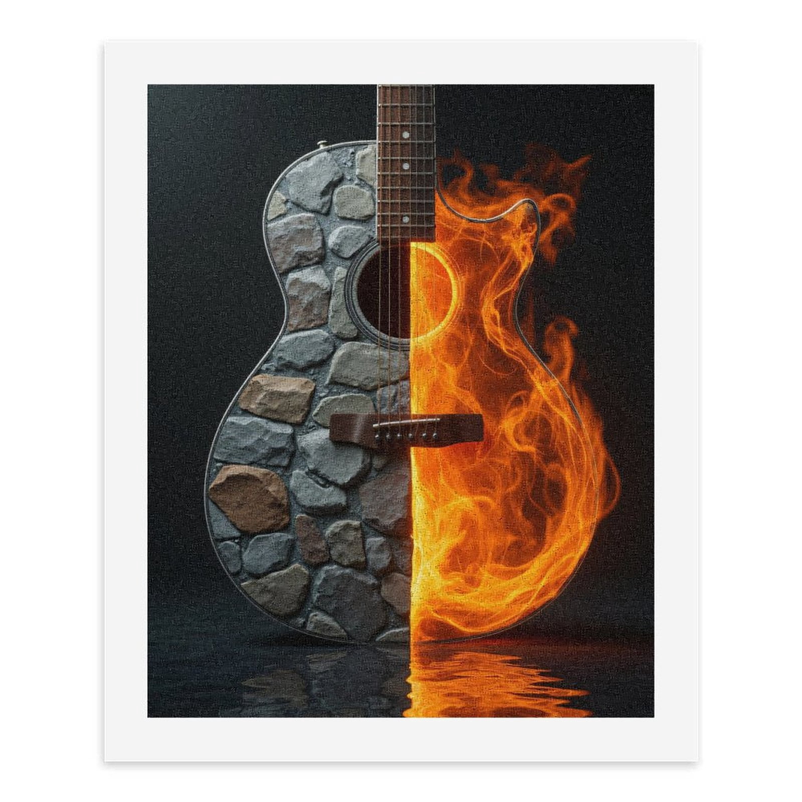 Paint By Numbers Kit for Adults Beginner - Guitar Stone Fire Contrast Art DIY Canvas Painting Kits for Adults, Frameless Paint By Number for Adults for Home Wall Decor 16x20 Inch