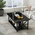 thumbnail image 6 of LinkRomat Rectangular Coffee Table with Storage Shelf, 2-Tier Center Table with Rounded Corners for Living Room, Small Spaces, Easy Assembly, Black, 6 of 10