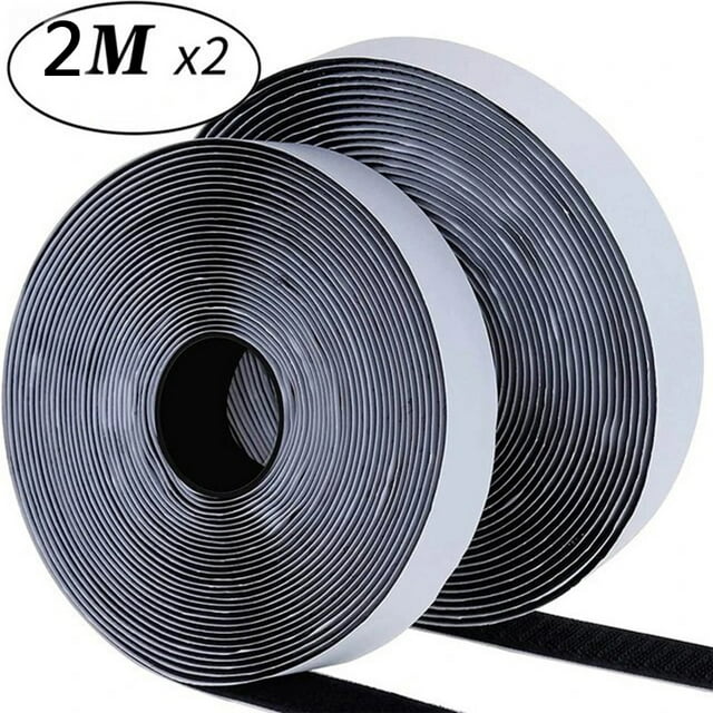 2Meter Magic Sticker Tape Self Adhesive Extra Strong Double Sided Adhesive with Sticker Pad Fluffy Hook and Loop Fastener 20-50m black 30mm 2Meter