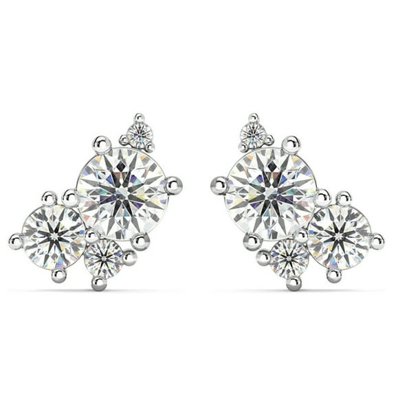 Pompeii G/VS 2.50Ct Diamond Studs Bouquet Earrings 14k Gold Lab Grown 11.5mm (G,VS2)