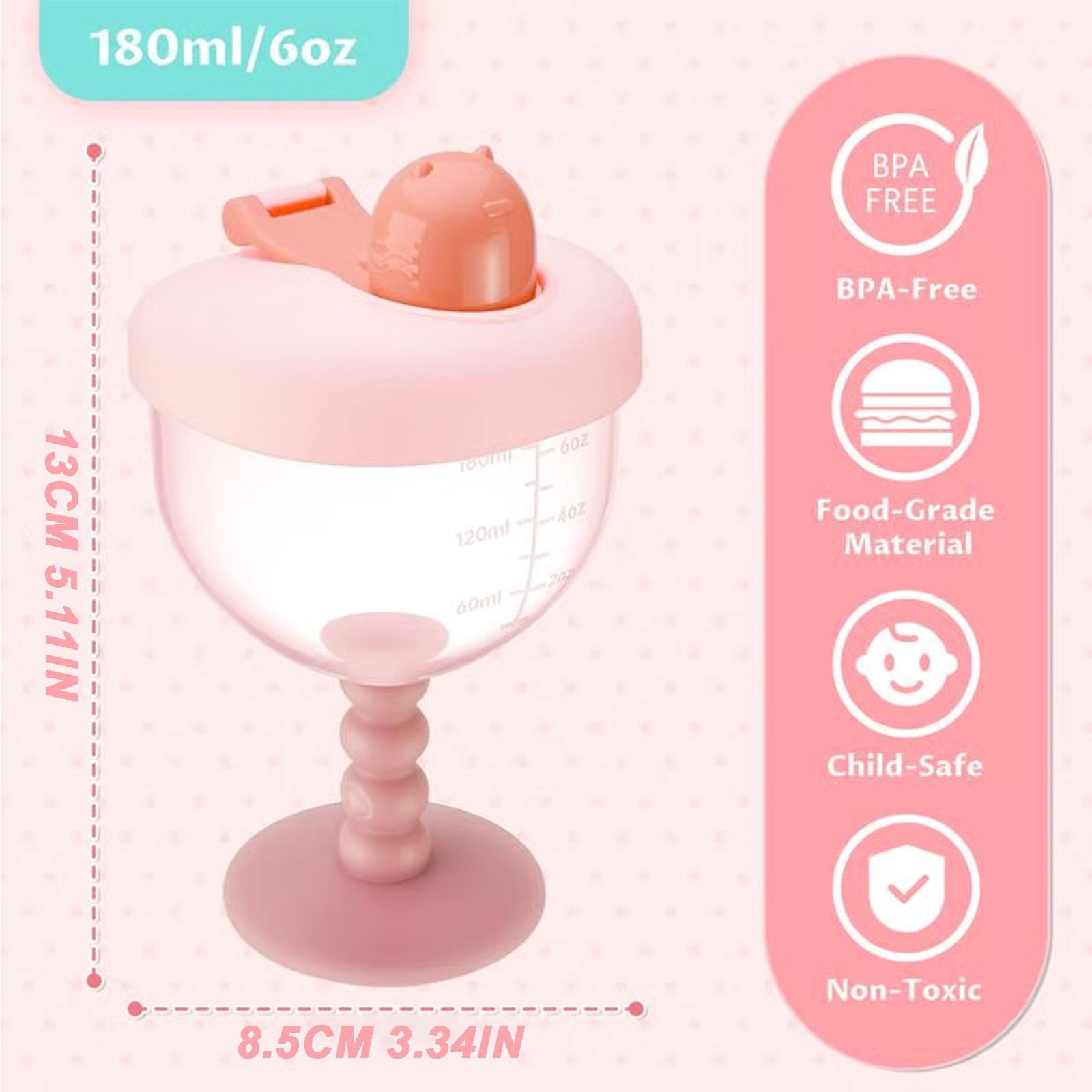 XKHZJL Baby Goblet Cup with Lid for Ages 12 Months+, Travel Sippy Cup with Easy Measurement Marks, Elegant Wine Glass Design Toddler Cup, Durable and Odorless Baby Drinking Cup