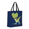 thumbnail image 2 of Sigee Dino Playing Roller Skate Print Large Capacity Zippered Tote Bag - Durable, Stylish and Versatile for Everyday Use, 2 of 9