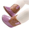 thumbnail image 3 of Mepaouo Baby Girls Western Cowgirl Boots Infant Shiny Cowboy Booties Toddler Newborn First Walker Crib Shoes Purple, 3 of 9