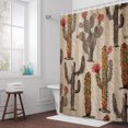 thumbnail image 5 of Watercolor Cactus Shower Curtain for Bathroom, Abstract Floral Desert Fabric Shower Curtain Set with Hooks, Waterproof Washable Bath Curtain for Bathroom Decor, 60"x72", 5 of 9