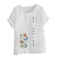 thumbnail image 3 of Túnica de Manga Corta Tops para las Mujeres Océano Pescado Impreso Blusa, Ropa Casual Ver Botón Arriba Camiseta, 3 of 7