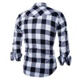 thumbnail image 4 of Camisas a cuadros de primavera para hombrescamisetas casuales de algodón de manga larga con botones (negro L) Likrtyny Para estrenar, 4 of 5