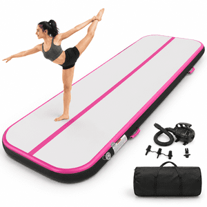 Unbranded Black-Pink 10ft × 3.3ft × 4inch Inflatable Gymnastics Tumbling Mat