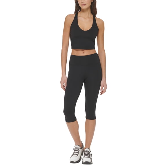 Dkny Women Regular fit High Waisted Capri Leggings XS Black Solid