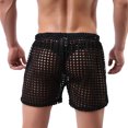 thumbnail image 5 of Penkiiy Hollow New Fashion Men's Loose Sexy Mesh Hollow Sexy Mesh Half Shorts Pants Short Pants for Men Elastic Waist XL Black 2023 Summer Deal, 5 of 5