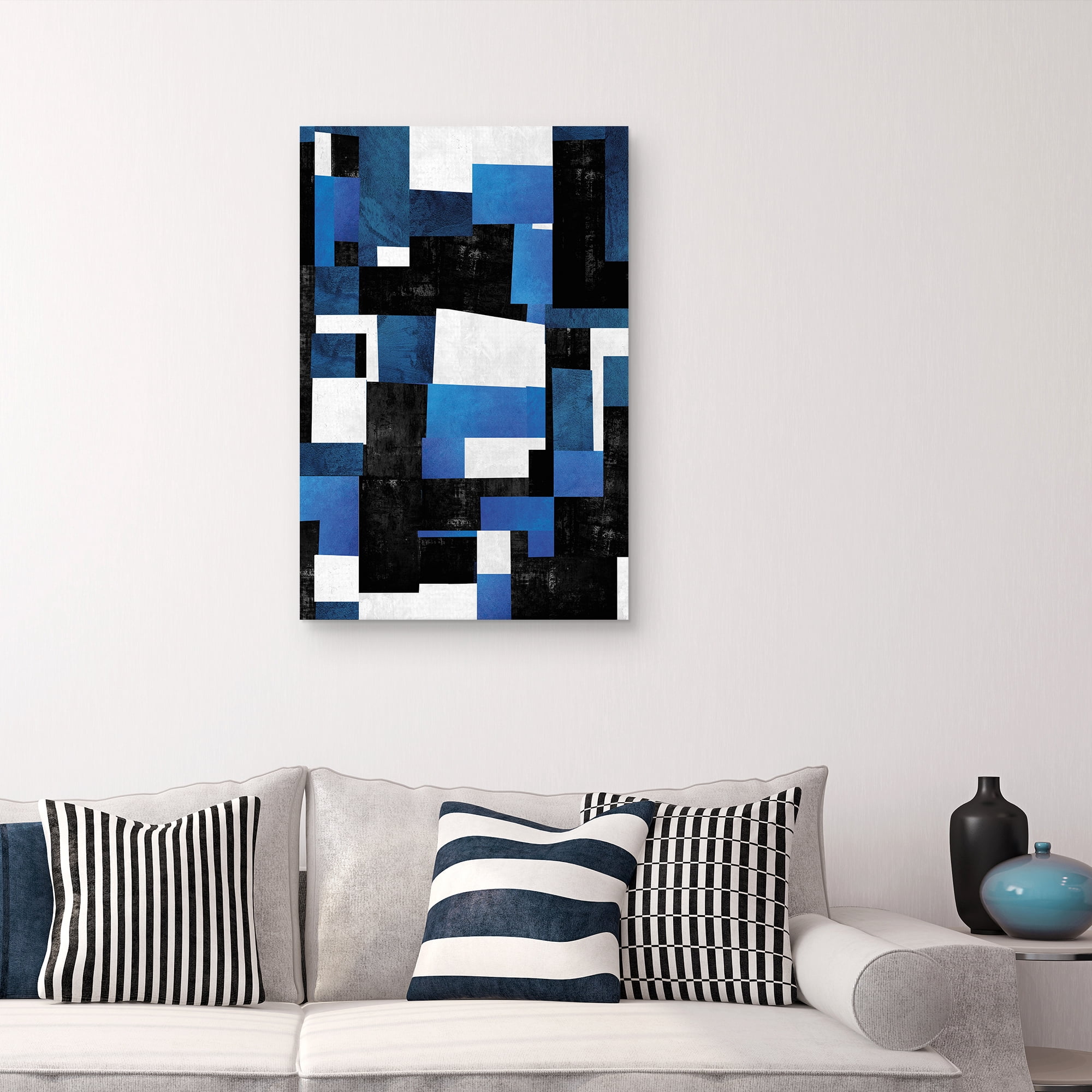 Nikki Chu Blue Slice Abstract Canvas Art Print, 24" x 36", by Nikki Chu