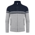 thumbnail image 3 of CHEEREAM Men's Cardigan Sweaters Knitted Stand Collar Regular Fit Jacket Full Zip Fleece Lined Winter Warm Coat Navy XXL, 3 of 8