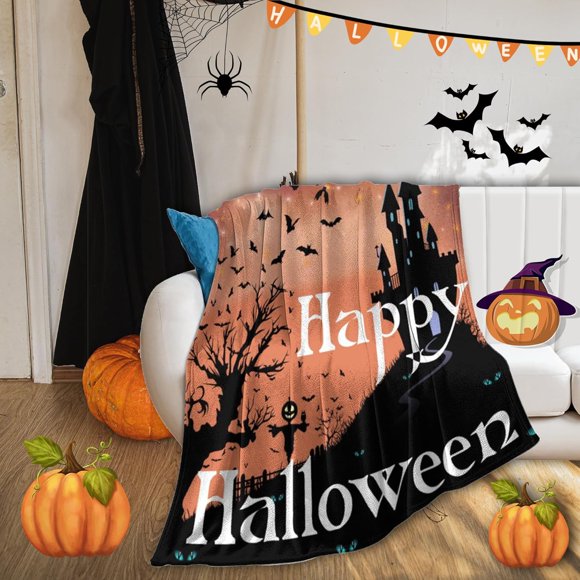 Couvertures d'Halloween Crâne Cadeaux d'Halloween pour Filles Femmes Hommes Adultes Flanelle Douce Légère pour Canapé Lit Décor 80"x60 Pouces Taille Complète