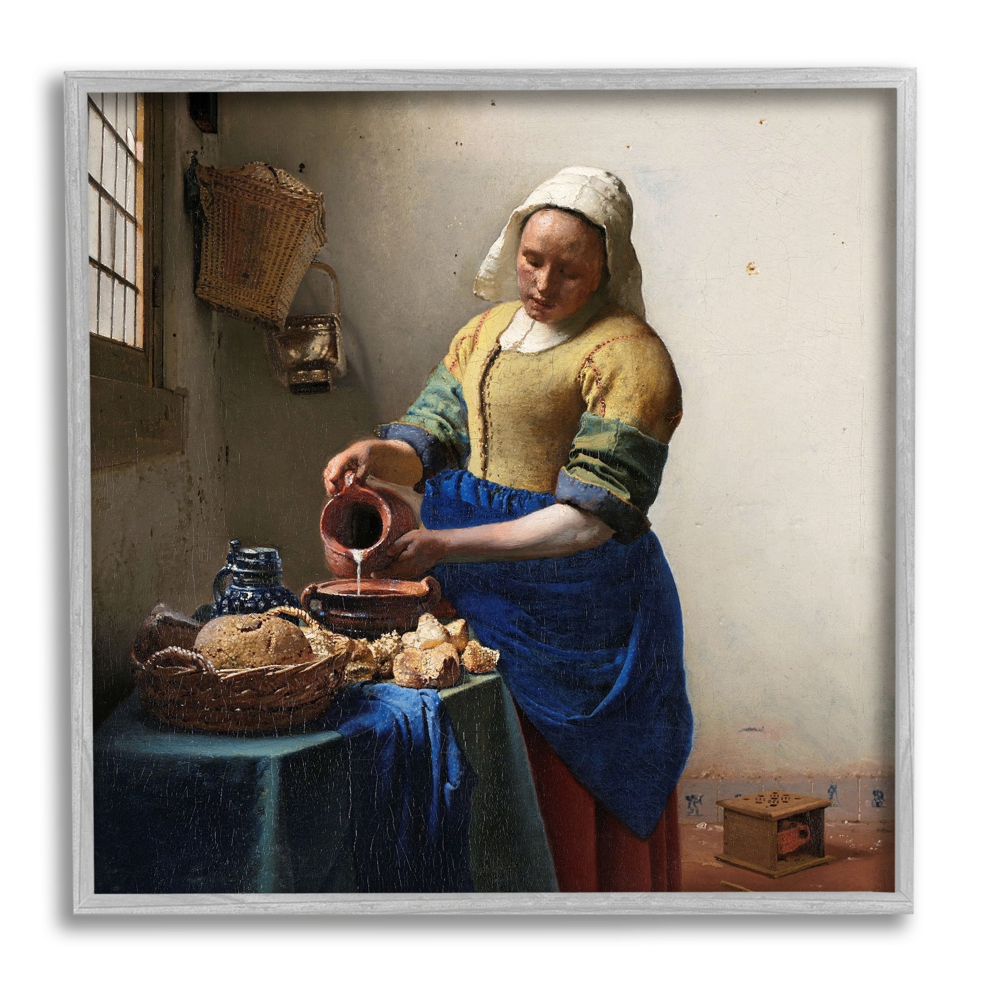 Stupell Industries The Kitchen Maid Johannes Vermeer Classical Painting Painting Gray Framed Art Print Wall Art, Design by one1000paintings
