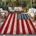 thumbnail image 3 of Outdoor Rug 4x6 ft Patriotic Rustic American Flag Waterproof Outdoor Patio Rug Mat Non Slip Outside Area Rugs Carpet for RV,Camping,Porch,Deck,Pool,Balconybackyard,4th of July Red Blue, 3 of 9
