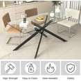 thumbnail image 6 of 61" Rectangle Glass Dining Table for 4-6, Luxury Kitchen Table with Tempered Glass Top and Black Metal Cross Legs, Modern Glass Dinner Table for Kitchen Dining Room Small Apartment, 6 of 18