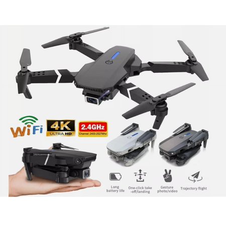 TASHHAR 4K HD Dual Camera RC Drone With WiFi FPV Foldable Quadcopter +4 Battery Black