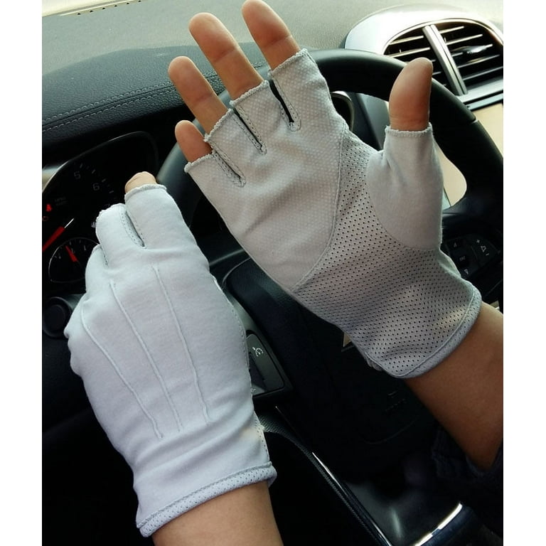 XILONG Lightweight Summer Fingerless Gloves Men Women UV Sun Protection  Driving Cotton Gloves Nonslip Touchscreen Gloves-Gray 