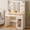 White: 35.4", variant on Fairy White Makeup Vanity Desk with Mirror, Lights, Power Outlet, Chair & Storage Drawer