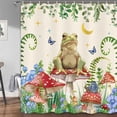 thumbnail image 4 of Mushroom Shower Curtain, Boho Moon Stars Aesthetic Floral Shower Curtains, Funny Frog Cottagecore Decor Kids Children Bathroom Accessories Set with Hooks, 72X72in, 4 of 5