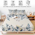 thumbnail image 5 of Cal.King Size Fitted Sheet Set - Navy Blue Eucalyptus 3 Piece Bedding Sets 16" Deep Pocket Fitted Sheet with 2 Pillowcases, Farmhouse Weeping Leaves Linen Brushed Microfiber Hotel Luxury Bed Sheets, 5 of 9