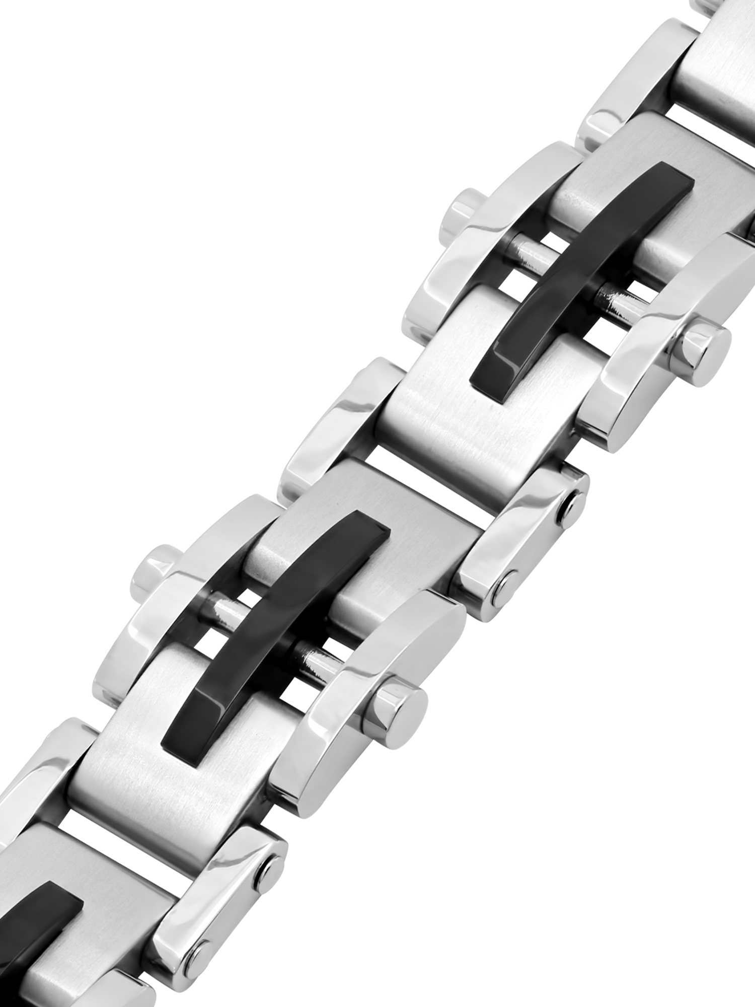 Mens Two-Tone Stainless Steel Riveted Link Bracelet