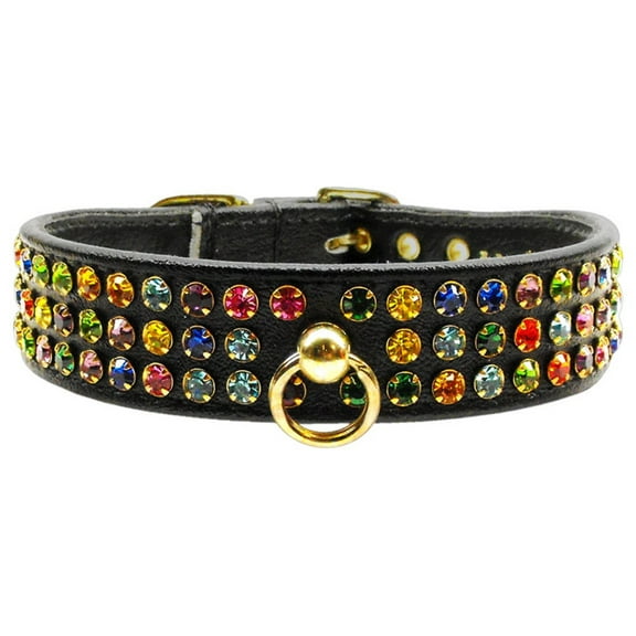 Dog, Puppy  Pet Collar, "Mardi Gras Three Row Confetti Jewel Set"