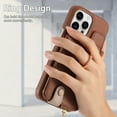 thumbnail image 2 of Compatible for iPhone 14 Pro Zipper Wallet Case with Card Holder, Rotation Ring Kickstand Case, PU Leather Card Slots RFID Blocking Protection Phone Case Shockproof Cover, Brown, 2 of 10