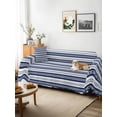 thumbnail image 3 of Navy Blue Striped Couch Cover Sofa Covers 3 Cushion Sectional Couch, Farmhouse Striped Geometric Art Washable Sofa Covers Slipcover Sectional Sofa Cover, Furniture Protector 71"x150", 3 of 9