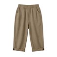 thumbnail image 6 of Capri Pants for Women Plus Size Womens Solid Color Button Rolled Hem Linen Outdoor Sport Hiking Trousers with Pockets, 6 of 6