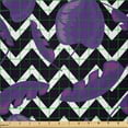thumbnail image 2 of Ambesonne Chevron Fabric by the Yard Microfiber, Leaves on Zigzags Pattern, 10 Yards, Quartz Dark Indigo White, 2 of 2