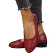 thumbnail image 4 of WIZUTIZ Wedge Sandals for Women Comfortable Sandals for Women Comfort Prom Elastic Beach Sandals Pull-On Peak Toe Summer Shoes Flat Heel (O"-1) Medium Solid Sandals for Lady Beach Up to 60% Off Red, 4 of 6